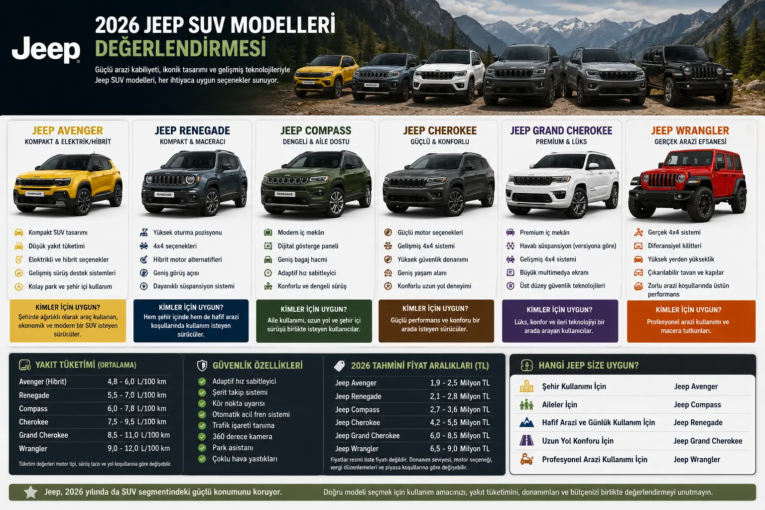 Jeep SUV Modelleri Değerlendirmesi: Hangi Model Size Daha Uygun?